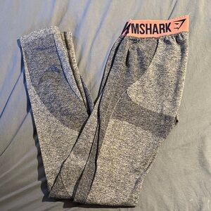 Gymshark Heather Gray Leggings with Pink Waistband